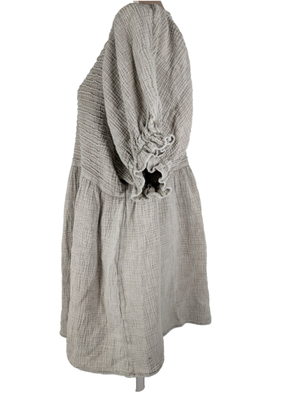 Three Bird Nest Dress Quinn Puff Sleeve Sz S Ash Gray Boho Peasant Lagenlook - Picture 3 of 11